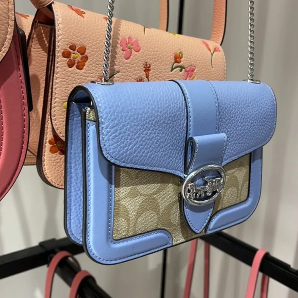 Coach Georgie Crossbody In Signature Canvas Light Khaki / Marble Blue - Picture 15 of 16